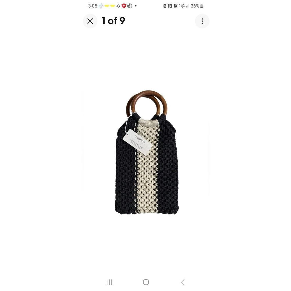 NWT Laude the Label Curateur The Gabby Macramé Bag‎ Off-White and Black